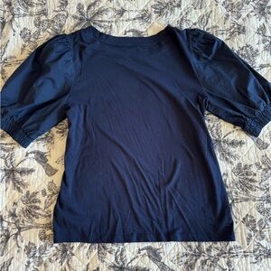 LOFT Navy Blue Puff Sleeve Blouse